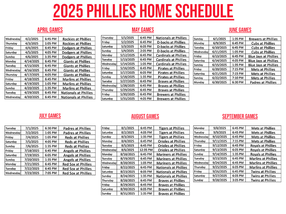 philadelphia phillies schedule